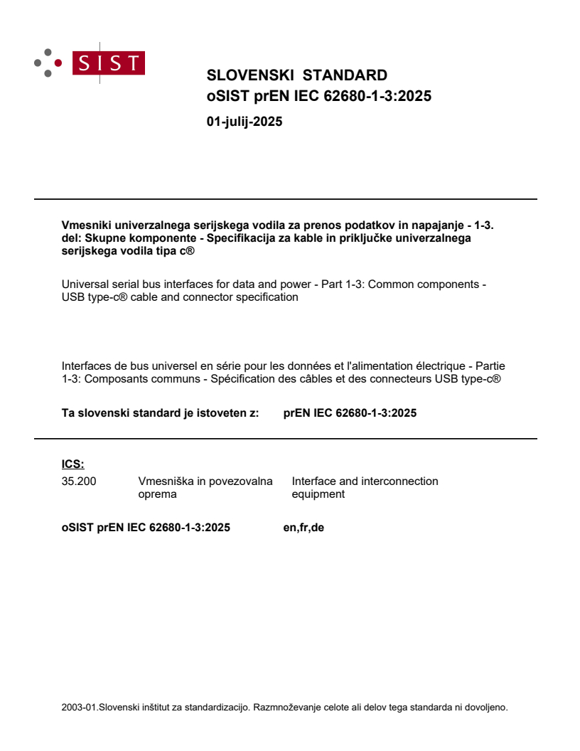 prEN IEC 62680-1-3:2025 - BARVE