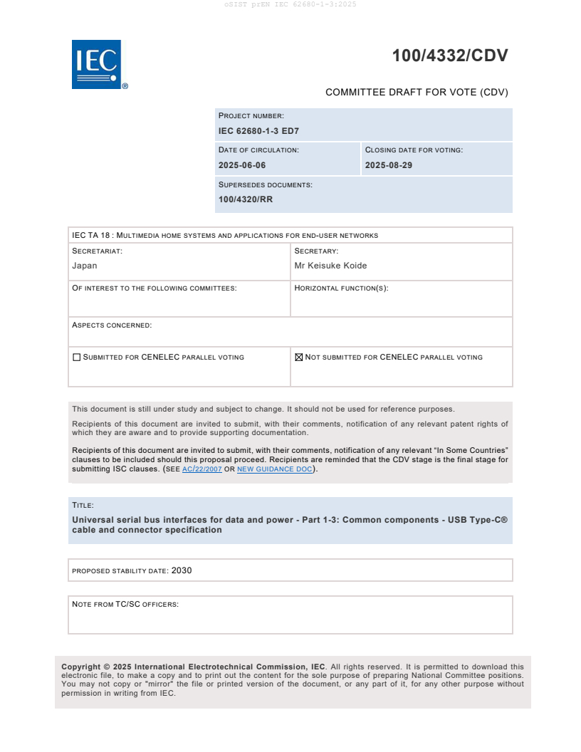 prEN IEC 62680-1-3:2025 - BARVE