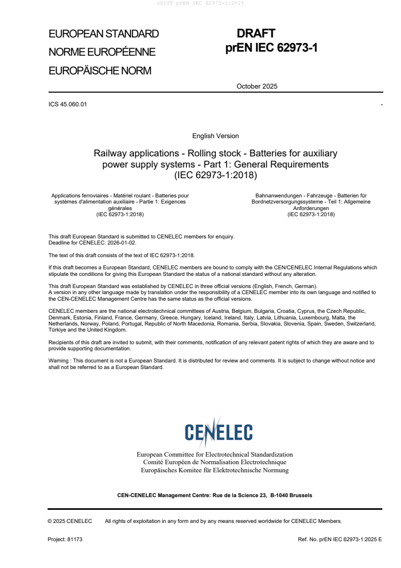 prEN IEC 62973-1:2025 prEN IEC 62973-1:2025 - BARVE