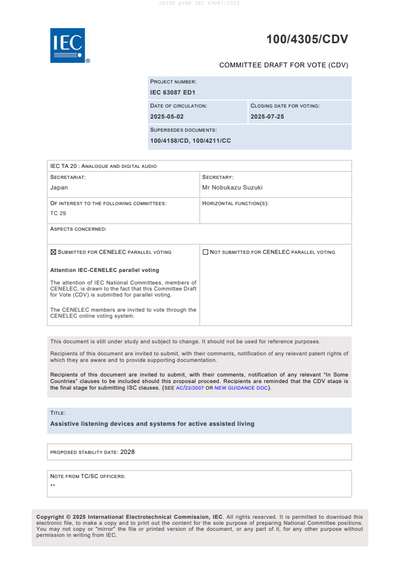 prEN IEC 63087:2025 - BARVE