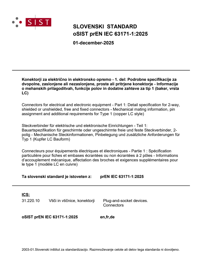 prEN IEC 63171-1:2025