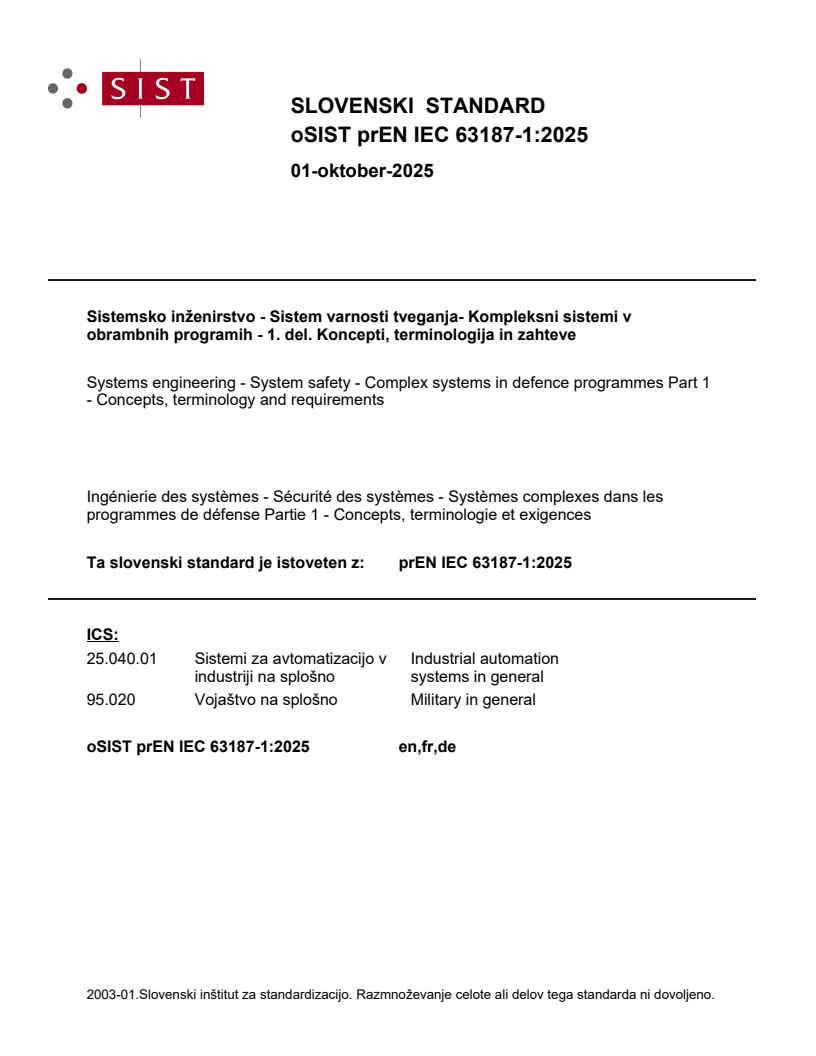 oSIST prEN IEC 63187-1:2025 - BARVE