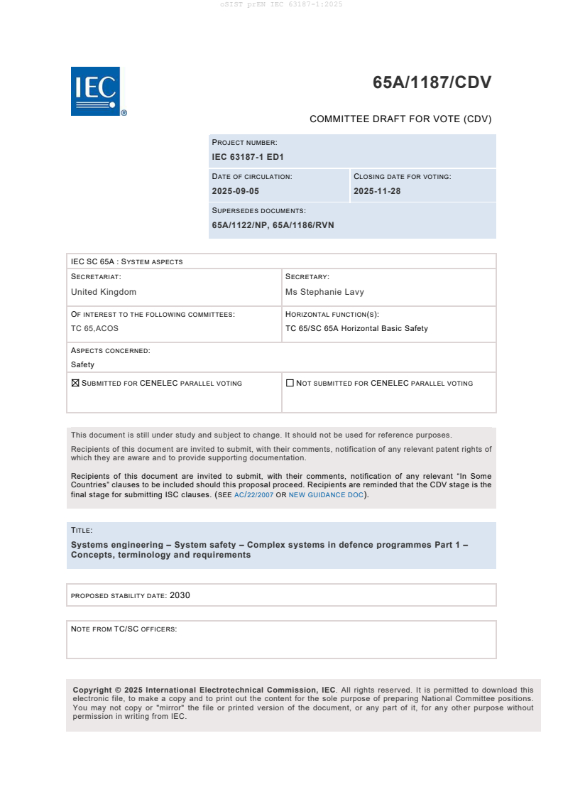 oSIST prEN IEC 63187-1:2025 - BARVE