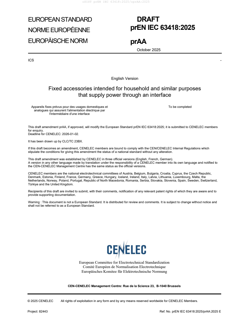 prEN IEC 63418:2025/prAA:2025 prEN IEC 63418:2025/oprAA:2025