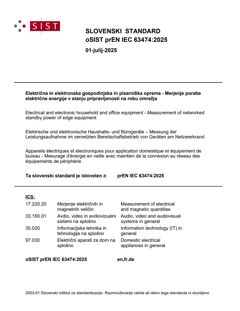 prEN IEC 63474:2025 - BARVE
