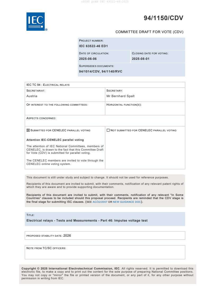 prEN IEC 63522-46:2025 - BARVE