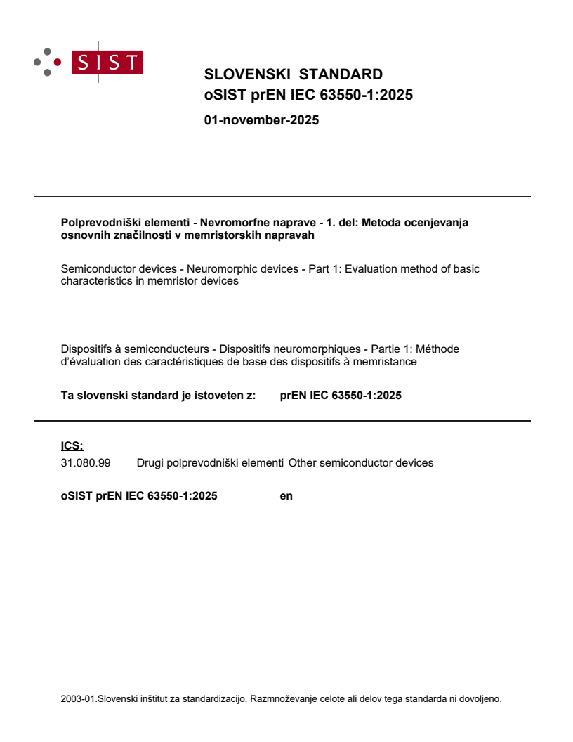 oSIST prEN IEC 63550-1:2025 - BARVE