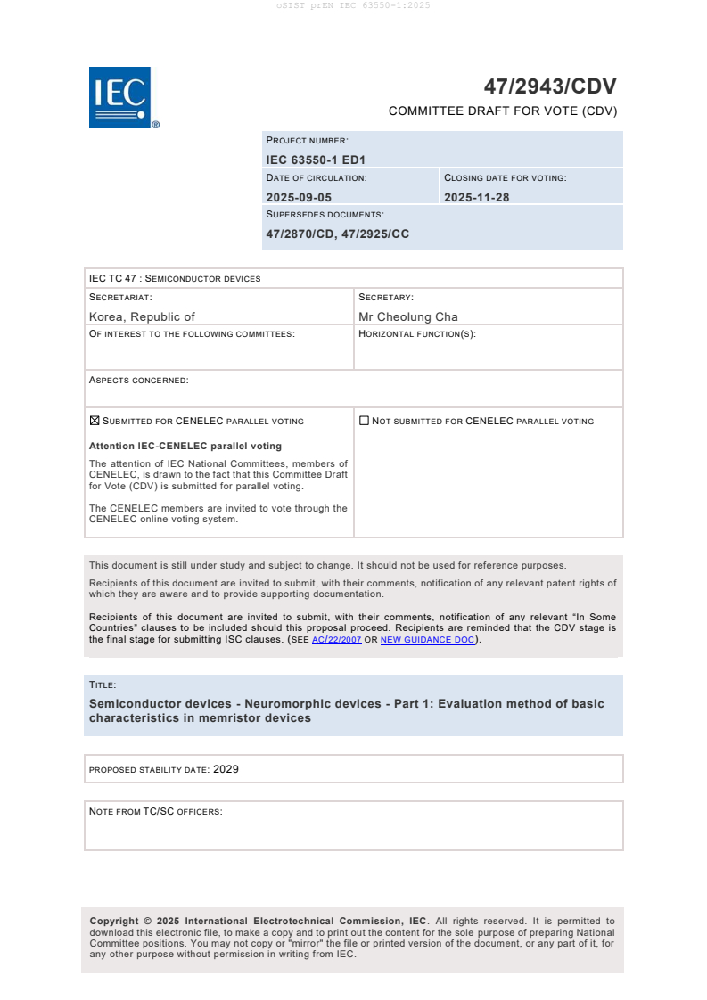 oSIST prEN IEC 63550-1:2025 - BARVE