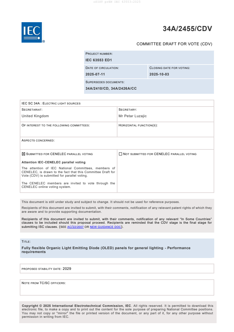 oSIST prEN IEC 63553:2025 oSIST prEN IEC 63553:2025 - BARVE
