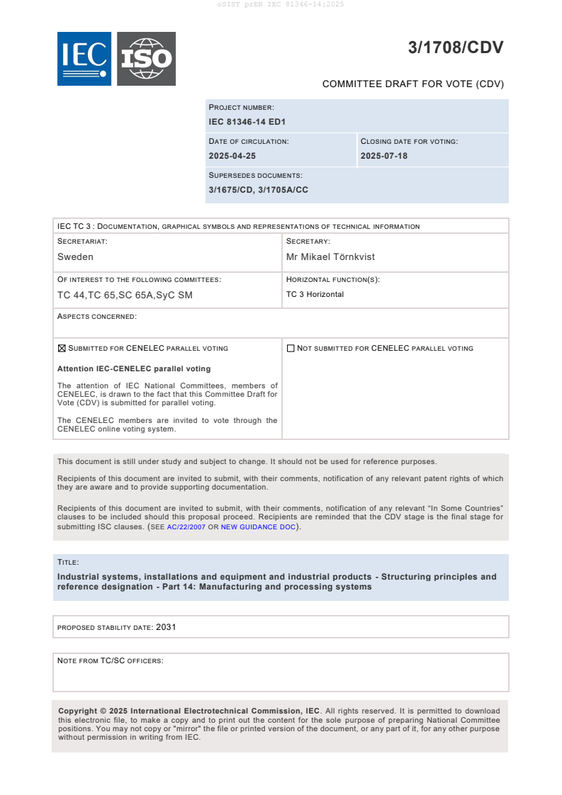 prEN IEC 81346-14:2025 - BARVE