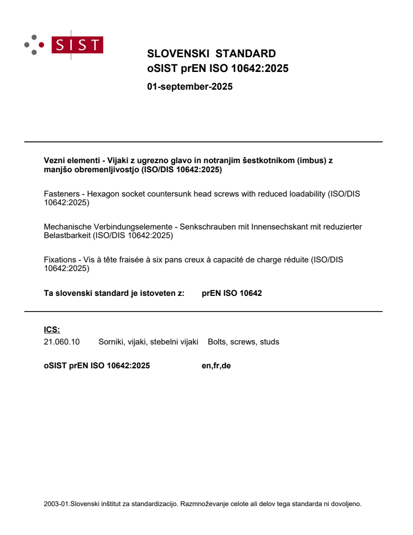 prEN ISO 10642:2025