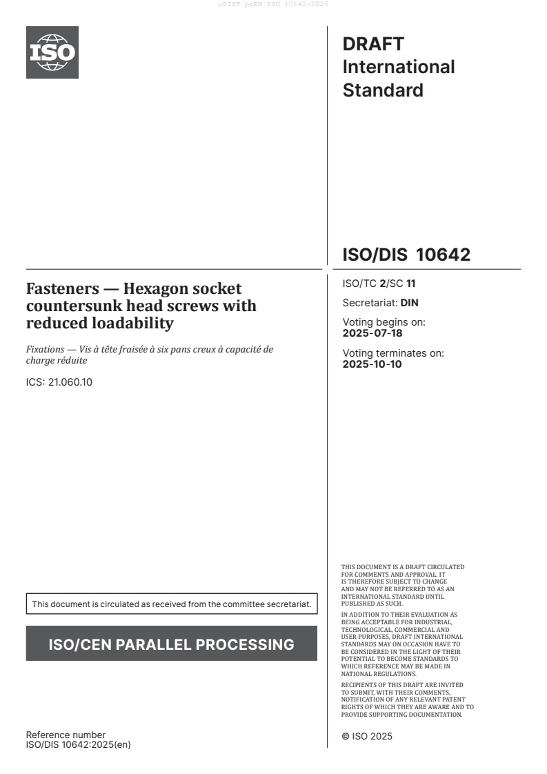 prEN ISO 10642:2025