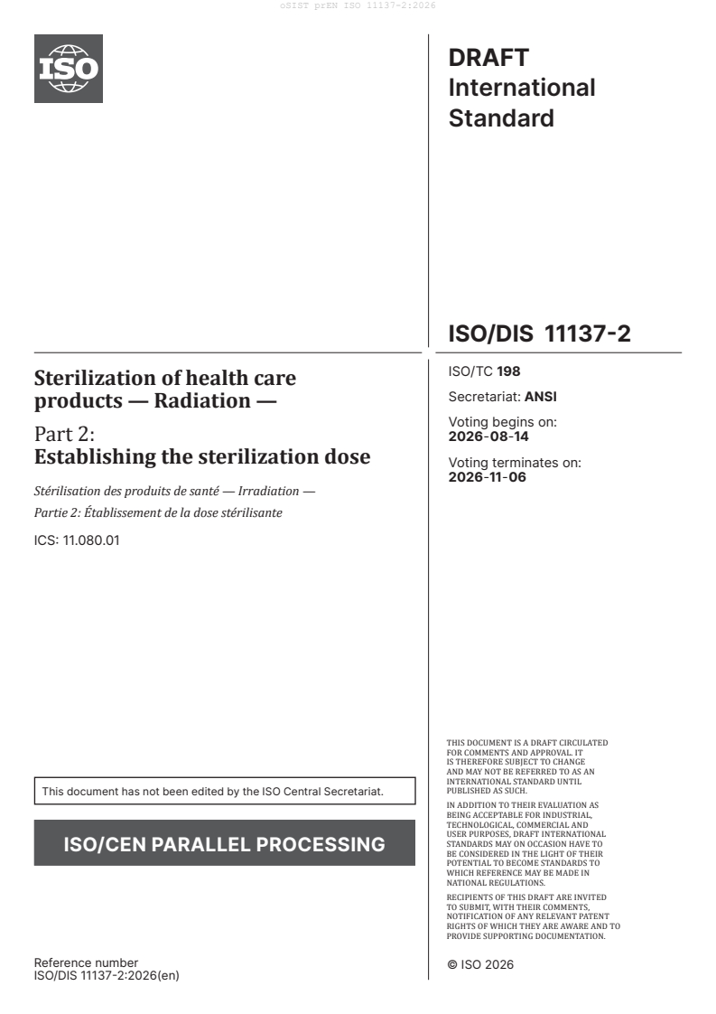 prEN ISO 11137-2 prEN ISO 11137-2:2026 - Page 3 preview