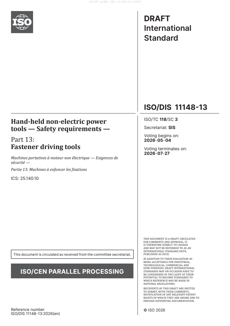 prEN ISO 11148-13 prEN ISO 11148-13:2026 - BARVE - Page 3 preview