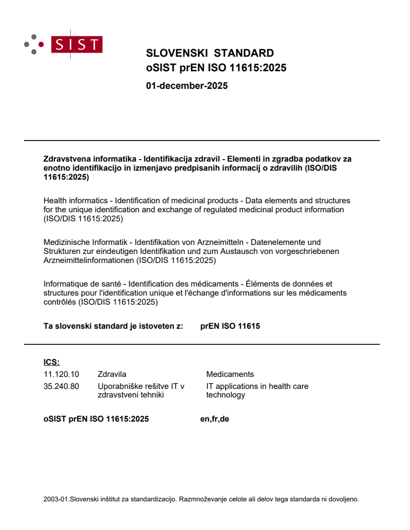 oSIST prEN ISO 11615:2025 - BARVE