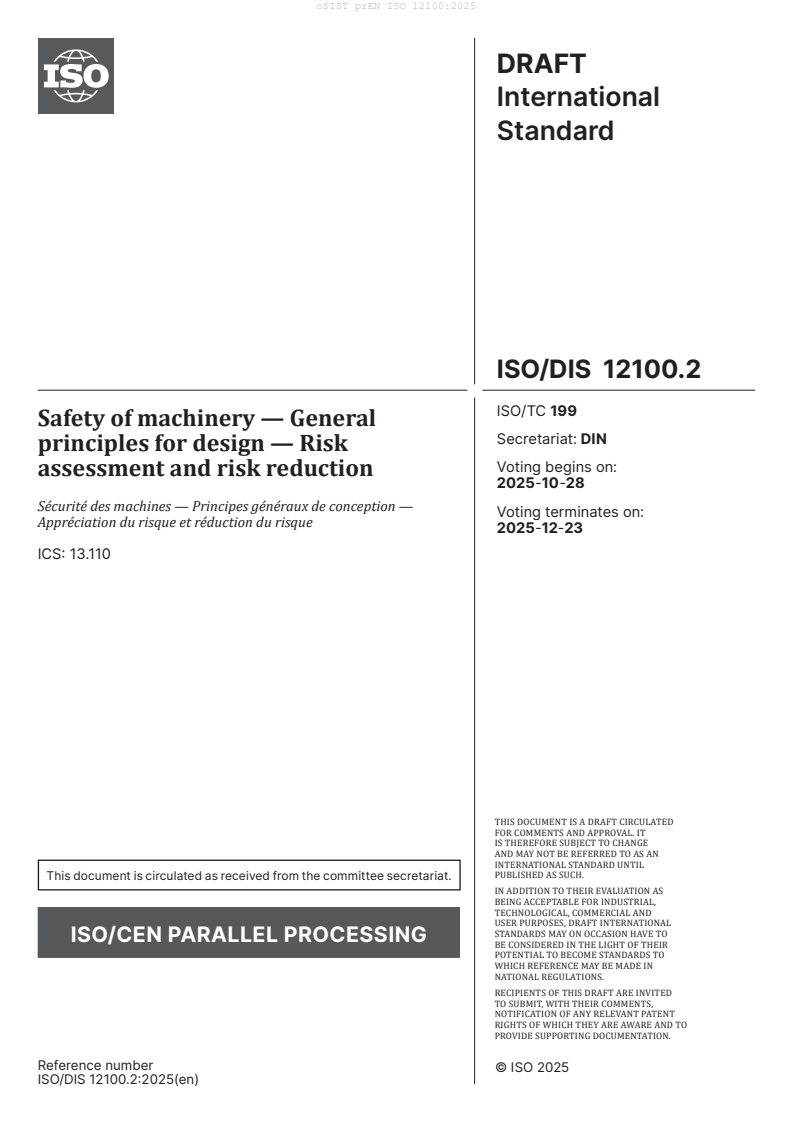 oSIST prEN ISO 12100:2025 oSIST prEN ISO 12100:2025