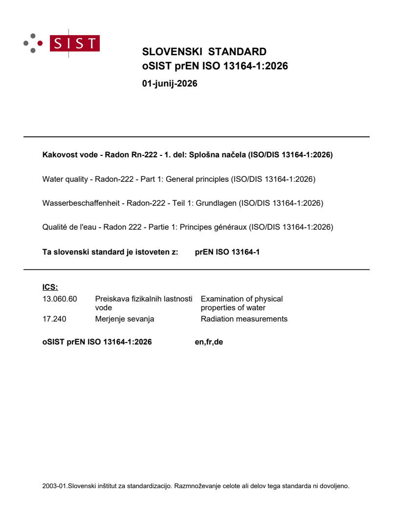 prEN ISO 13164-1 prEN ISO 13164-1:2026 - Page 1 preview