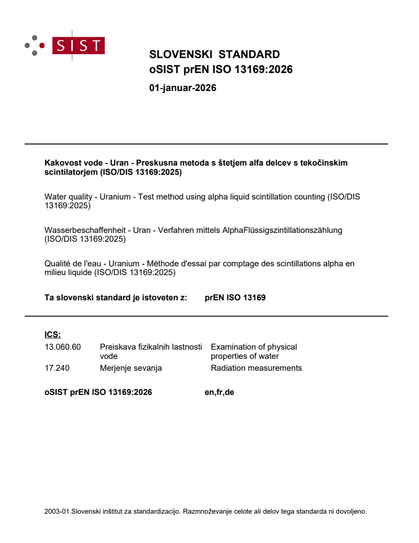 prEN ISO 13169 prEN ISO 13169:2026 - Page 1 preview