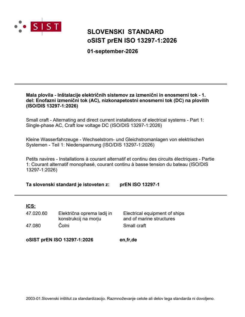 oSIST prEN ISO 13297-1:2026 oSIST prEN ISO 13297-1:2026 - BARVE - Page 1 preview