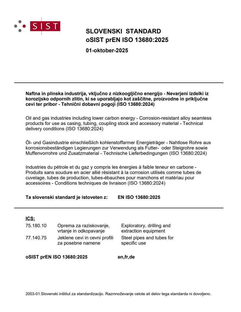 prEN ISO 13680:2025 - BARVE