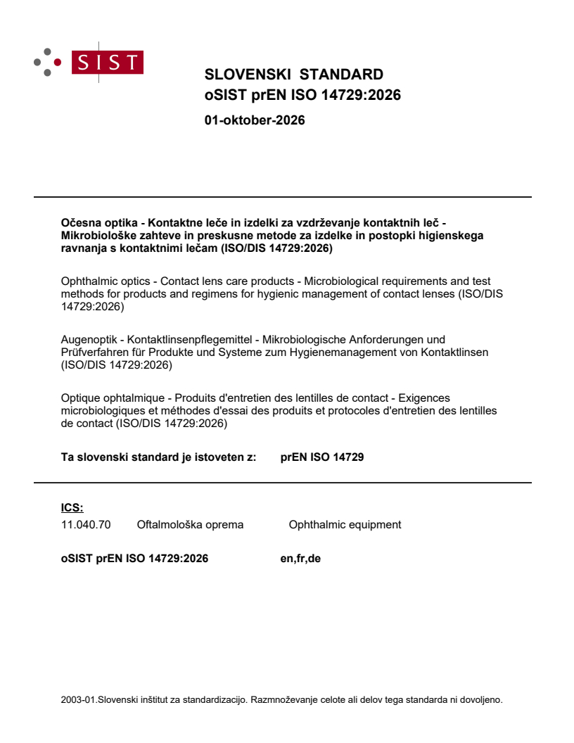prEN ISO 14729 prEN ISO 14729:2026 - Page 1 preview