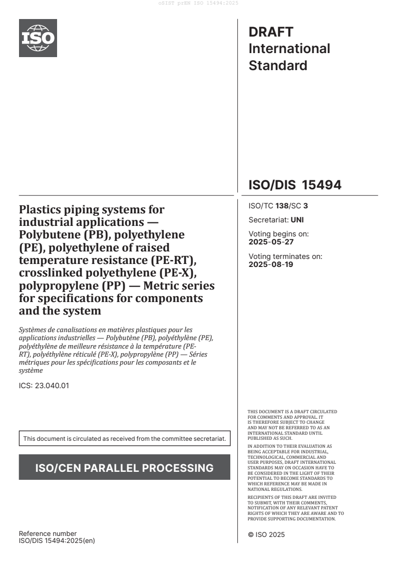 prEN ISO 15494:2025