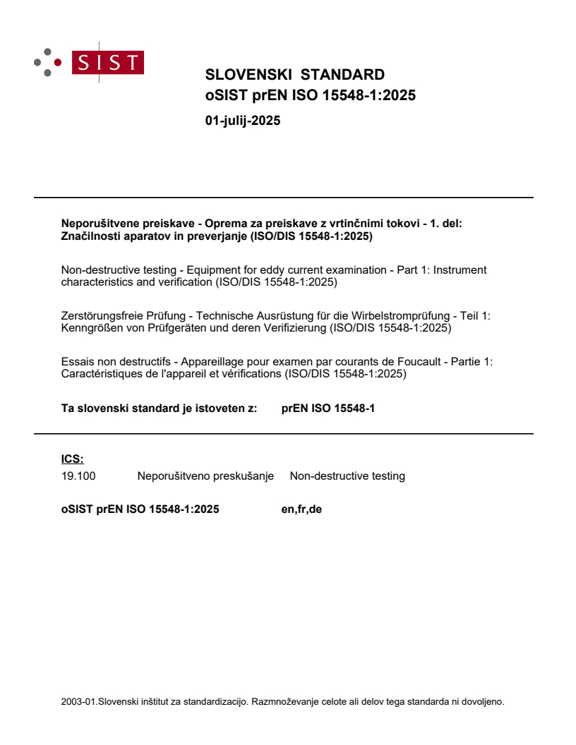 prEN ISO 15548-1:2025 - BARVE