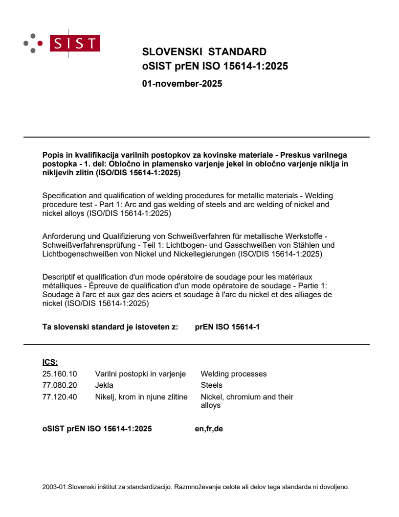 oSIST prEN ISO 15614-1:2025