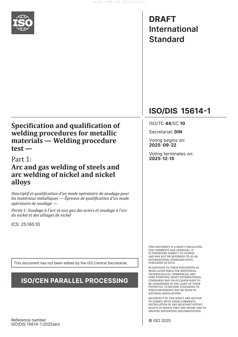 oSIST prEN ISO 15614-1:2025