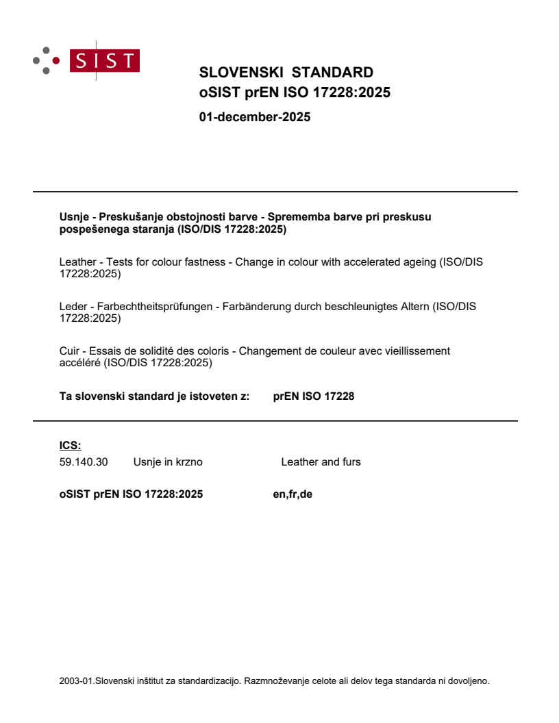 prEN ISO 17228 prEN ISO 17228:2025