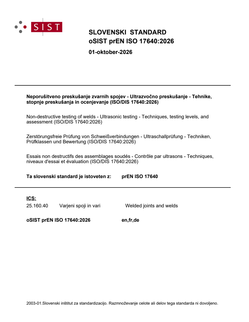 prEN ISO 17640 prEN ISO 17640:2026 - Page 1 preview