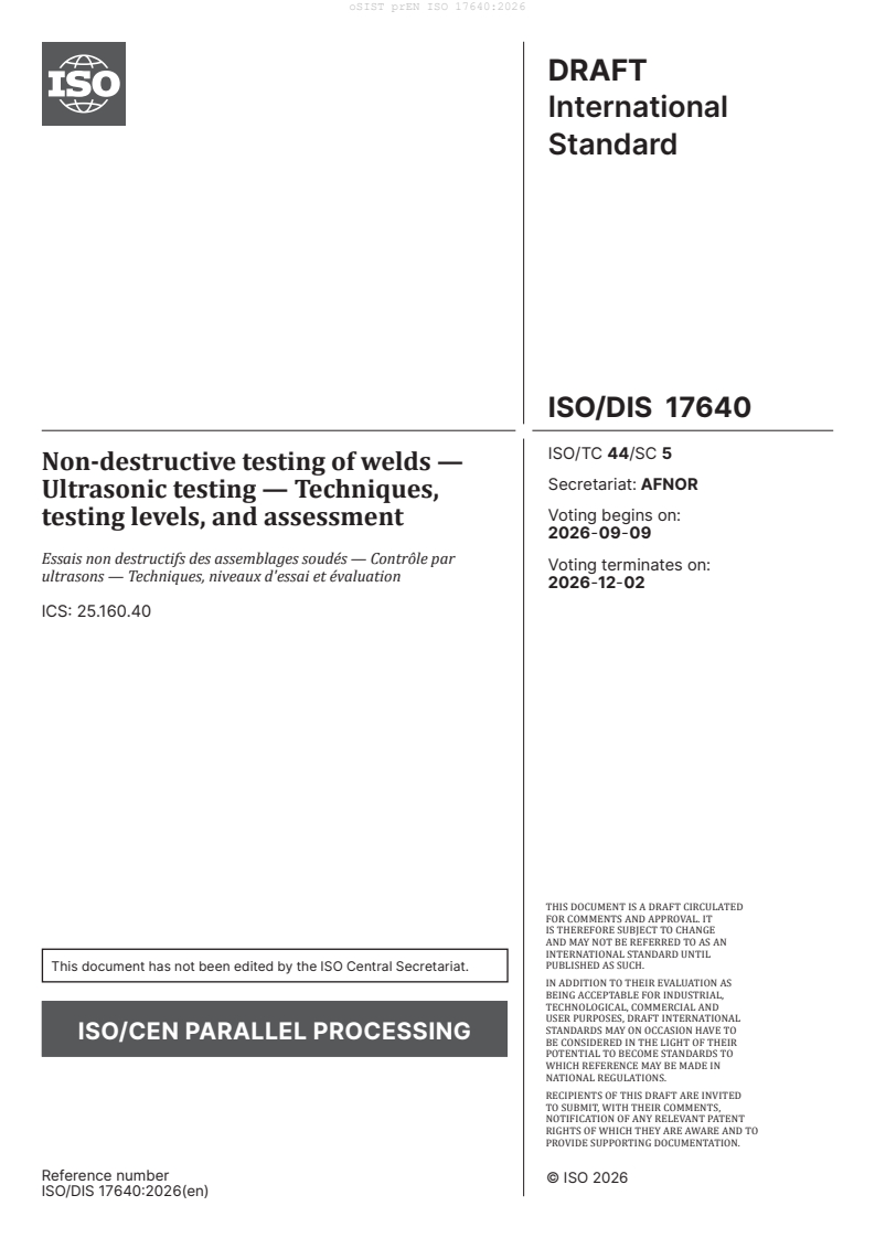 prEN ISO 17640 prEN ISO 17640:2026 - Page 3 preview