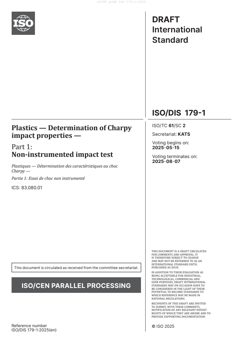 prEN ISO 179-1:2025 - BARVE