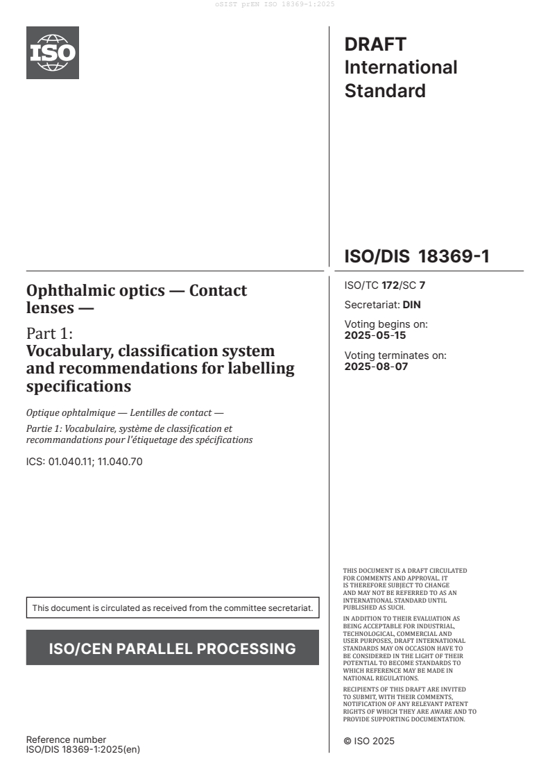 prEN ISO 18369-1:2025