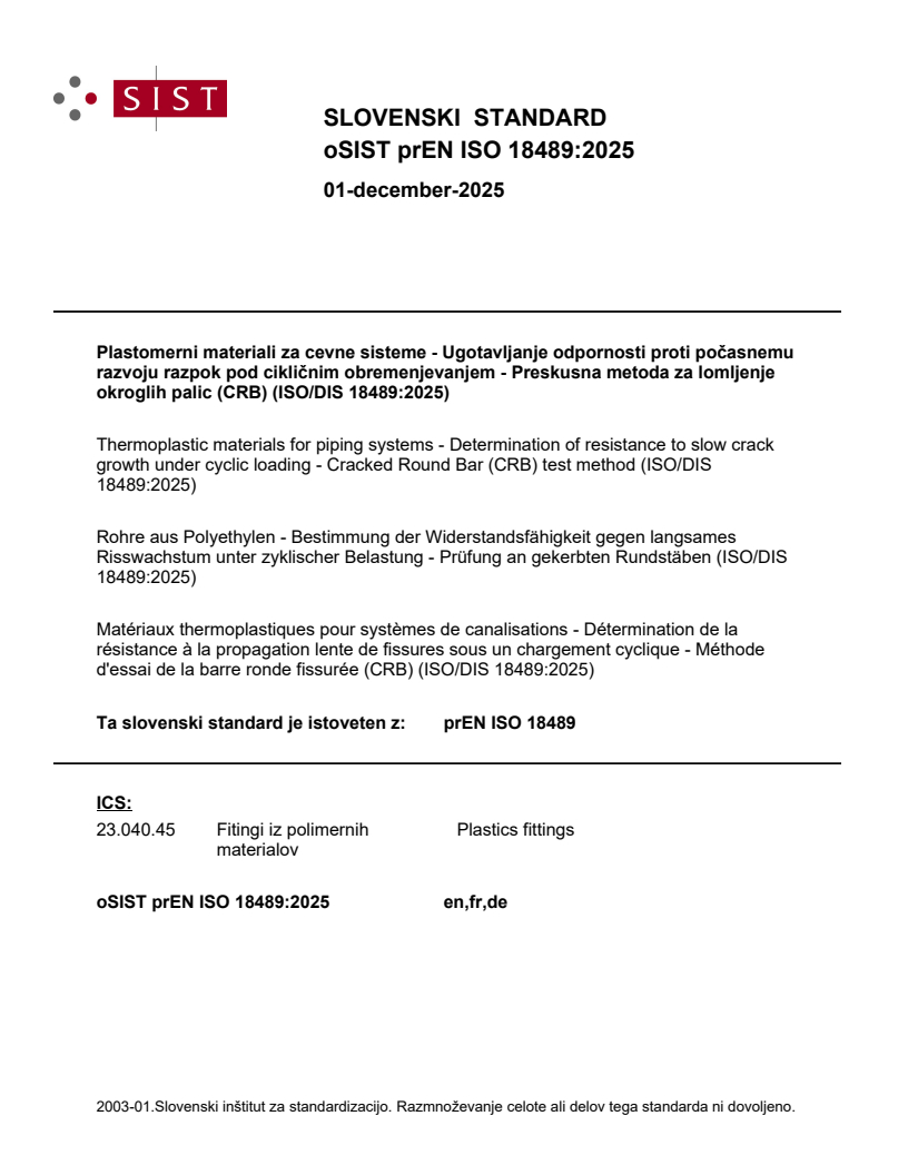 prEN ISO 18489:2025 - BARVE
