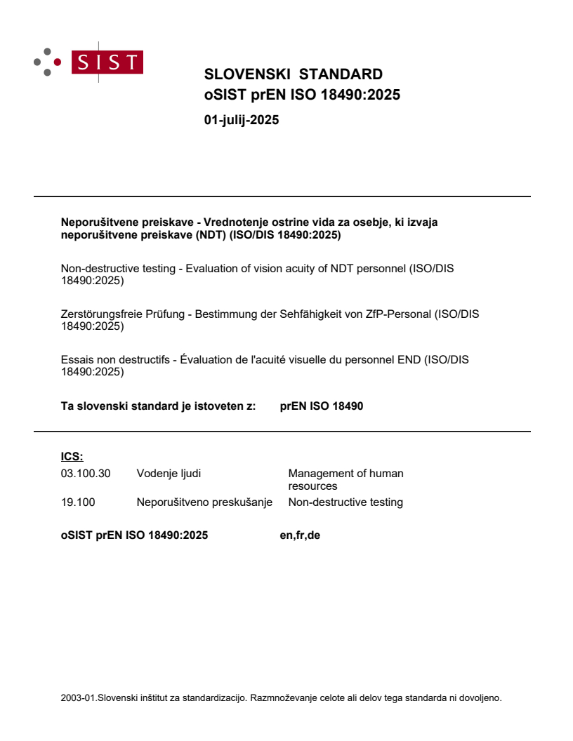 prEN ISO 18490:2025 - BARVE