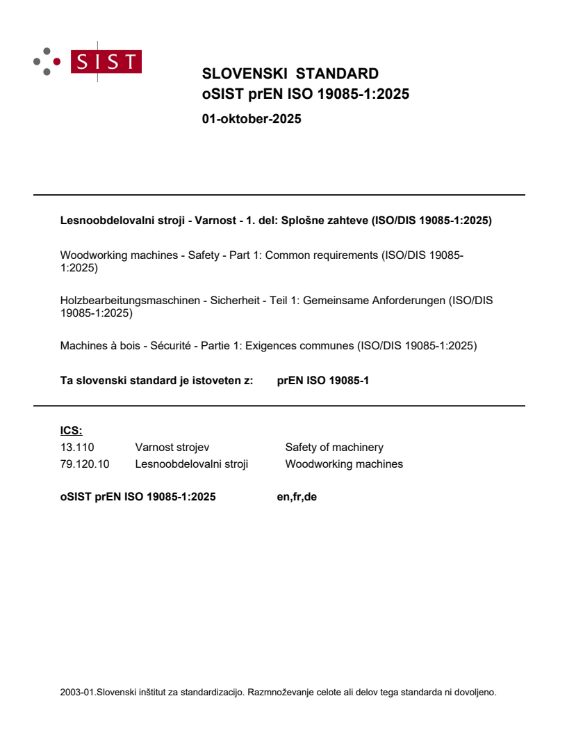 prEN ISO 19085-1:2025