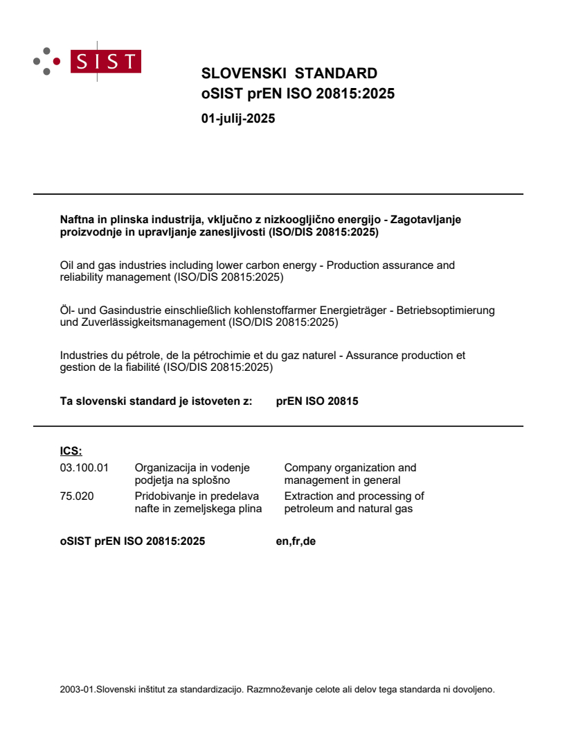 prEN ISO 20815:2025 - BARVE
