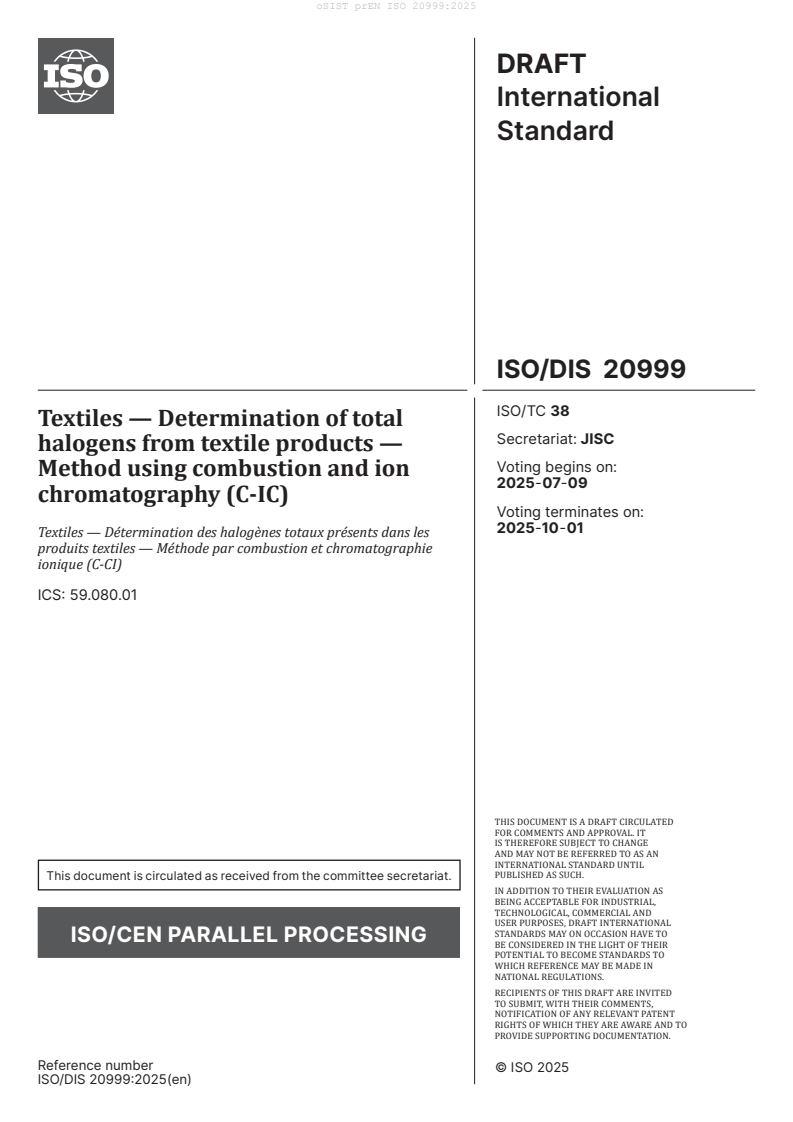prEN ISO 20999:2025