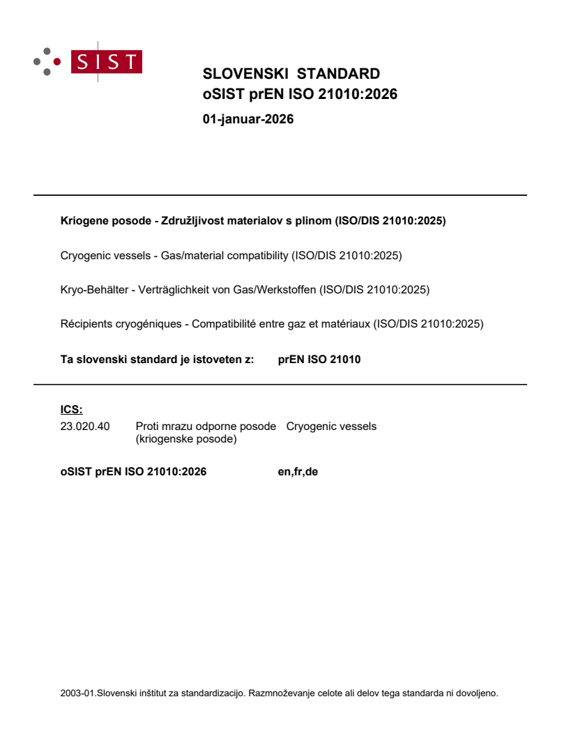 prEN ISO 21010 prEN ISO 21010:2026