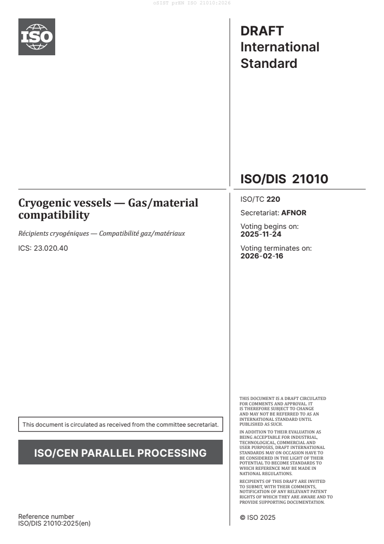 prEN ISO 21010 prEN ISO 21010:2026