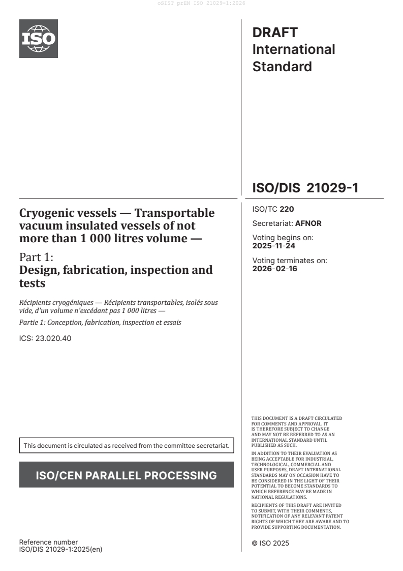 prEN ISO 21029-1 prEN ISO 21029-1:2026 - BARVE