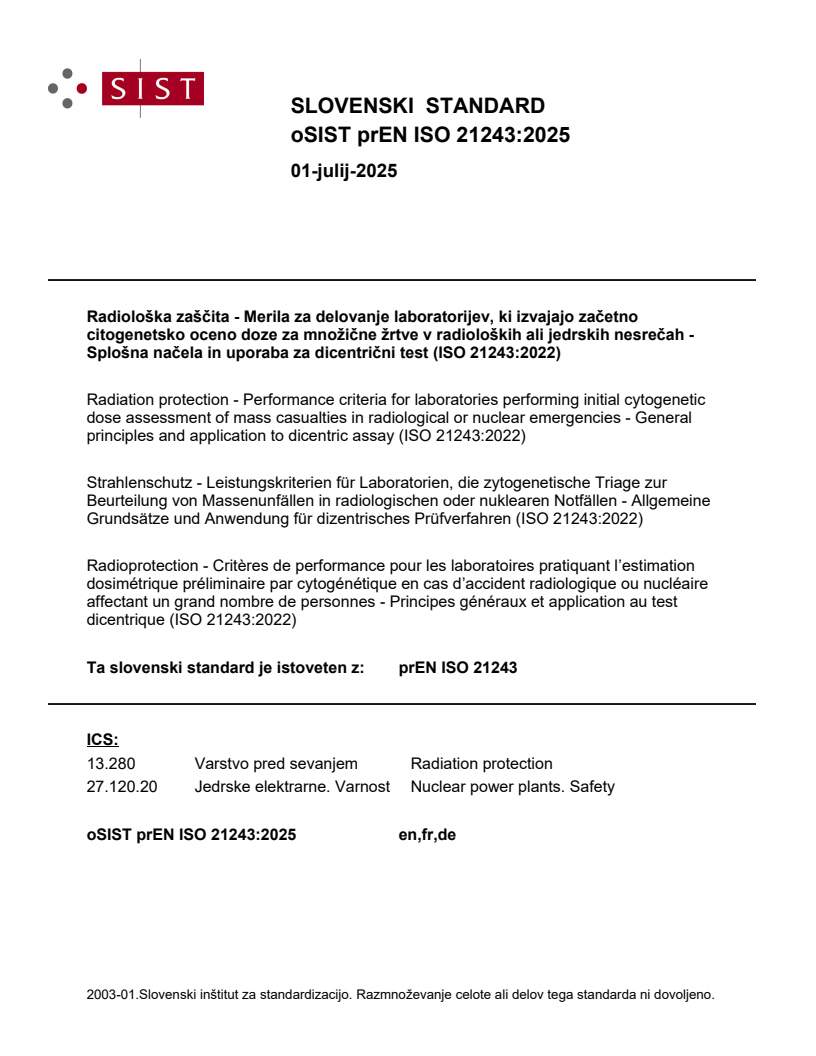 prEN ISO 21243:2025