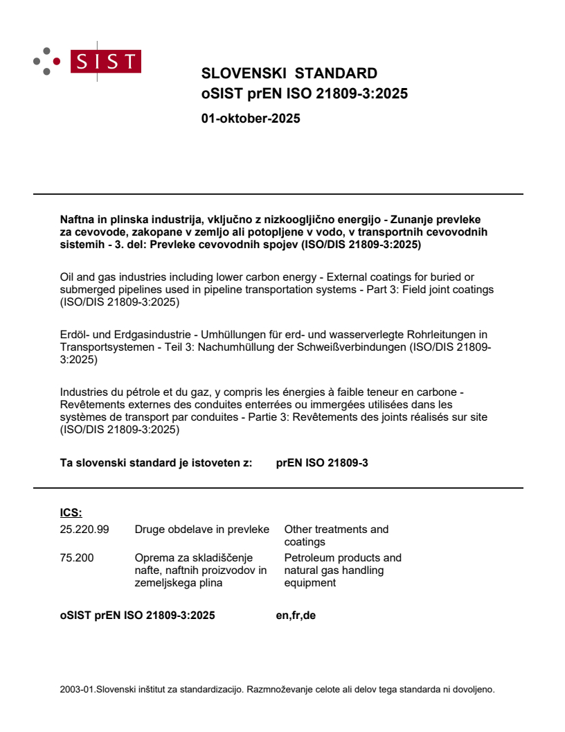 prEN ISO 21809-3:2025