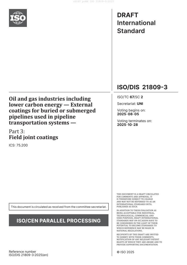 prEN ISO 21809-3:2025