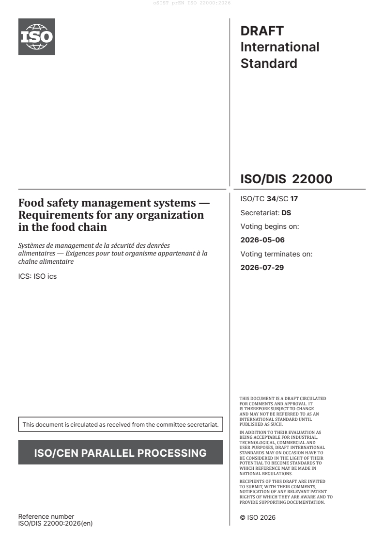 prEN ISO 22000 prEN ISO 22000:2026 - BARVE - Page 3 preview