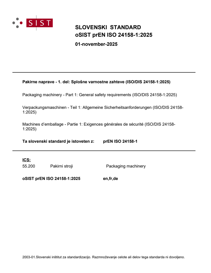 prEN ISO 24158-1:2025 - BARVE