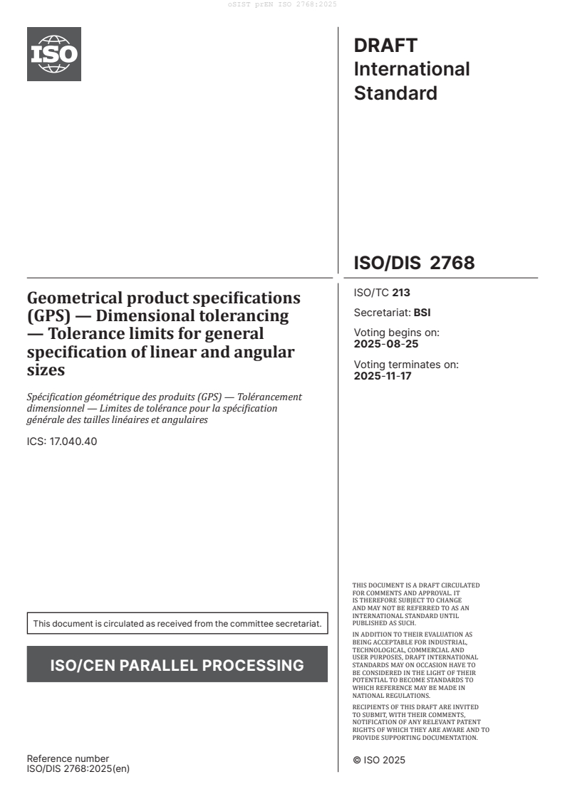 prEN ISO 2768:2025