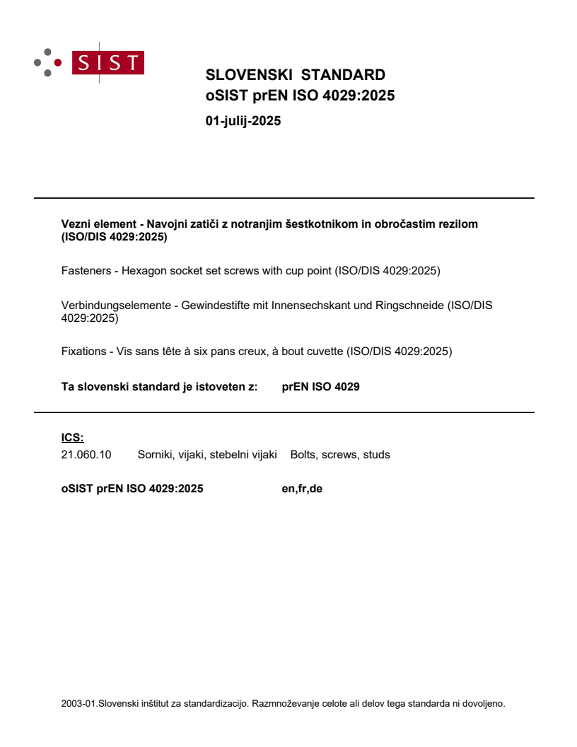 prEN ISO 4029:2025