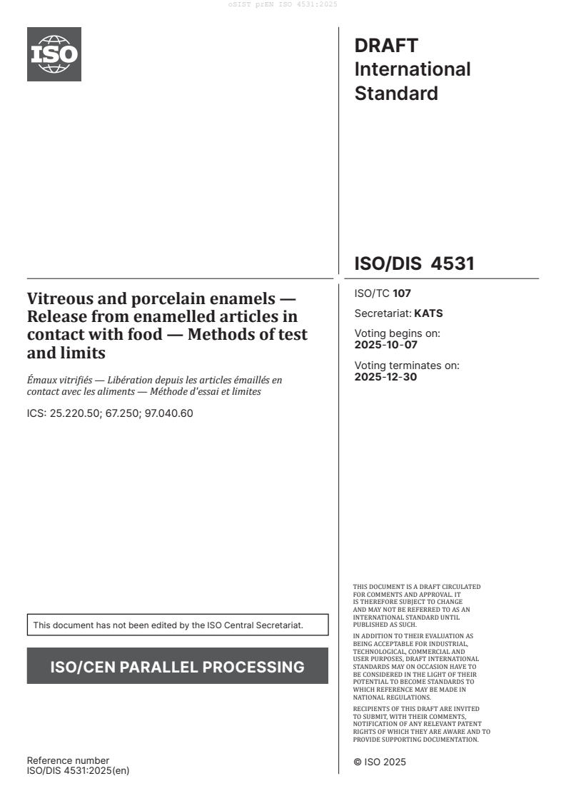 prEN ISO 4531 prEN ISO 4531:2025 - BARVE